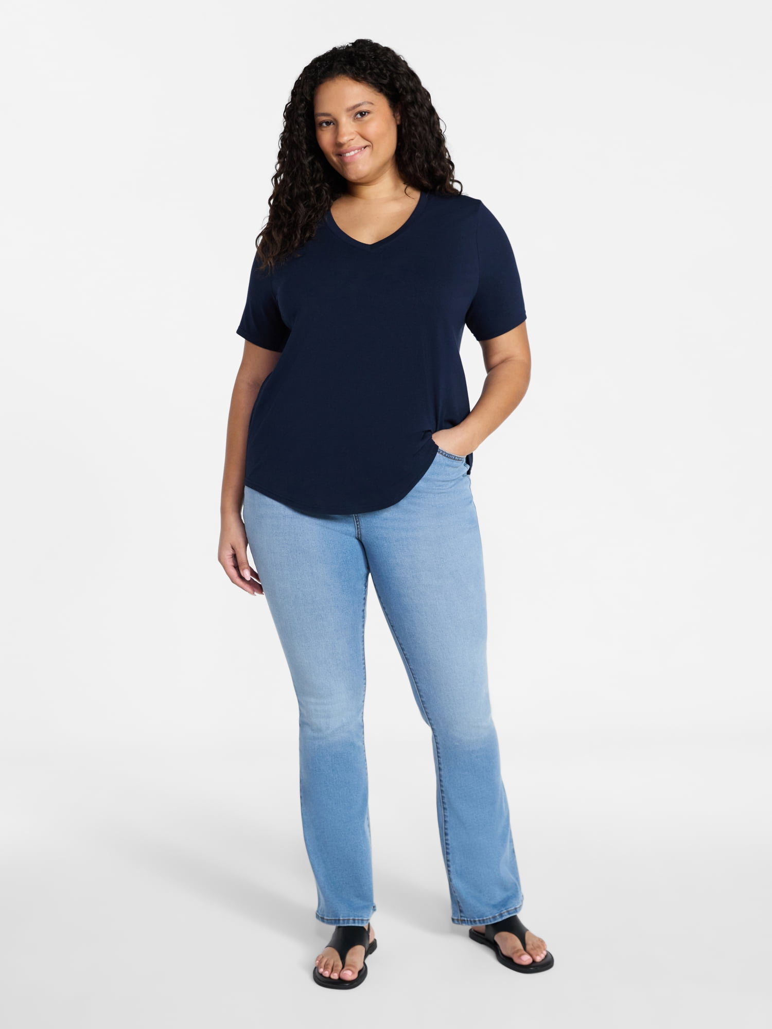Terra & Sky Women's Plus High Rise Bootcut Jeans, Sizes 16W-28W