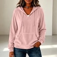 thumbnail image 4 of Staron Women's Hoodie Soft Hooded Long Sleeve V Neck Solid Casual Comfy Loose Pullover Sweatshirt Pink S, 4 of 5