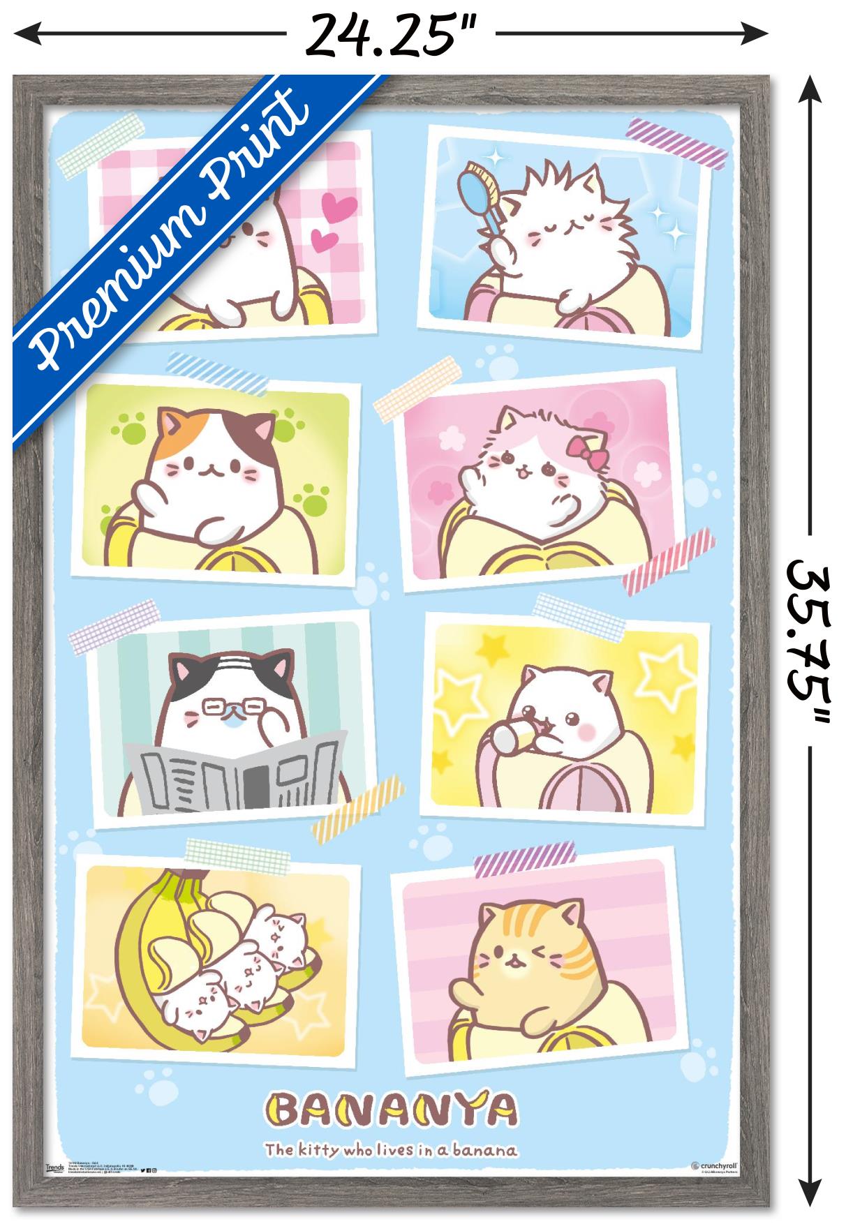 Bananya - Grid Wall Poster, 22.375" x 34", Framed