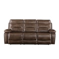 thumbnail image 2 of Benjara Motion Sofa with Leatherette Upholstery and Tufted Seat- Brown, 2 of 6