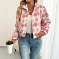 thumbnail image 2 of CHUMUD Women's Elegant Full Zip Fleece Jacket Three Dimensional Floral Print Fuzzy Cropped Jacket Outwear with Pockets, 2 of 8