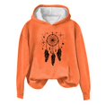 thumbnail image 1 of Rbaofujie Chandails pour Femmes Tendance Décontracté Imprimé Col Rond Manches Longues Haut Ample Chandails en Molleton à Capuche Orange Automne Chandails à Capuchon pour Femmes, 1 of 3