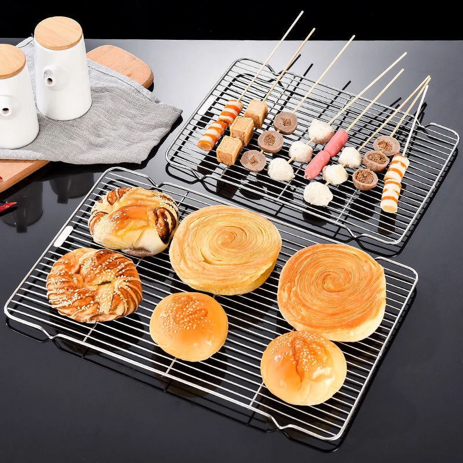 Baking Tray with Rack Set 10x8inch, Stainless Steel Baking Pan Sheet, for Oven, BBQ, Tray, Dishwasher Safe