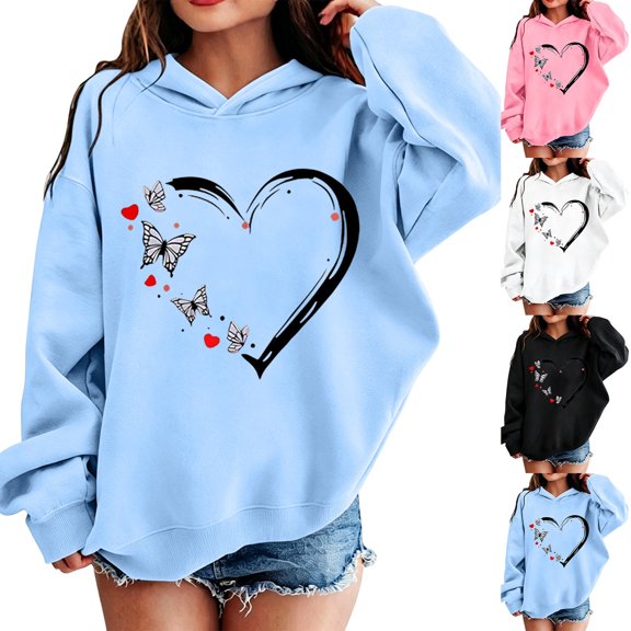 Shadoumai Girls Stylish Long Sleeve Casual Pullover Hooded Sweatshirt Soft Fabric Warm Autumn Daily Outerwear for Kids, Girls Stylish Autumn Hooded Sweatshirt