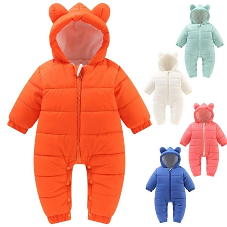 

Baby Deals!Toddler Girl Clothes Clearance YANHAIGONG Baby Boy Puffer Romper Cotton Newborn Bear Ear Hooded Jumpsuit Baby Winter Coat Zip up Fleece Lined Long Sleeve Baby Puffer Snowsuit 6-24 Months