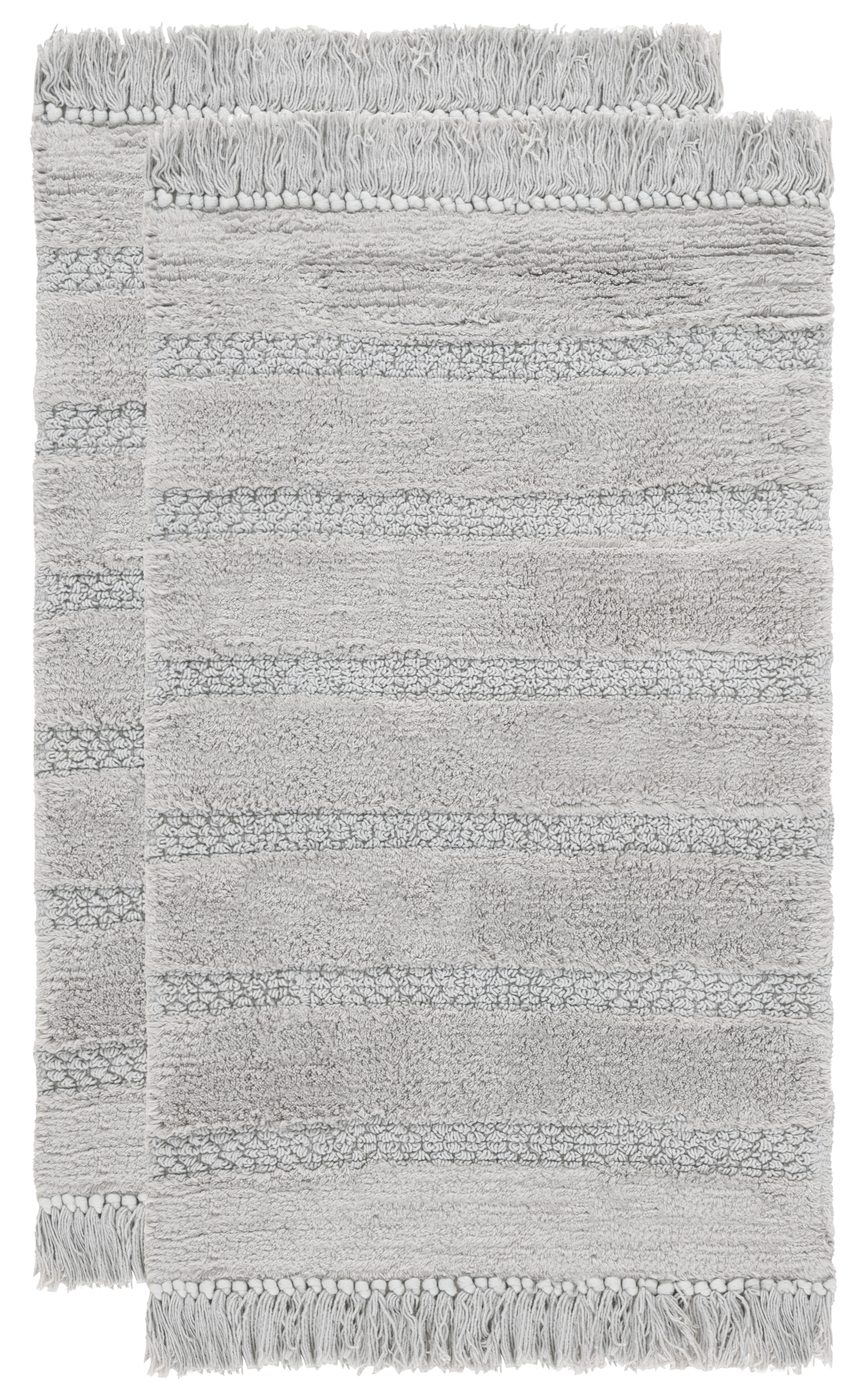 Safavieh Finn Modern Striped Steel Gray Cotton Bath Rug, 1'-8" x 2'-8" (Set of 2)