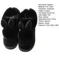 thumbnail image 2 of harmtty 1 Pair Winter Cotton Slippers Flat Fluffy Cartoon Rabbit Ear Soft Plush Thickened Warm Heat Retention Thick Sole Solid Color Home Indoor Cotton Shoes foot warmers for feet Black, 2 of 7