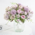 thumbnail image 3 of Artificial Flowers Fake Peony Silk Light Purple Hydrangea Bouquet Decor Plastic Carnations Daisy Realistic Flower Wedding Decoration Table 7 Heads Silk Fake Flower, 3 of 4