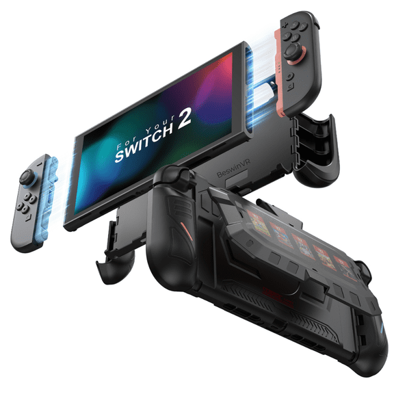 Protective Case For Nintendo Switch 2， 1-Piece Foldable Joy-Con Stand Cover with Ergonomic Grip and Storage 5 Game Cards & 2 TF Cards.