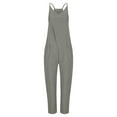 thumbnail image 4 of Baqcunre Women's Zipper Sling Sleeveless V Neck Spaghetti Strap Long Jumpsuit with Two Pockets,Color Grey,Size S-5XL, 4 of 5