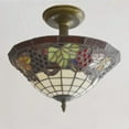 thumbnail image 3 of Kiven 13.8in Plug-in Flush Mount Ceiling Light Fixture, 3-Light Anti Glare Close to Ceiling Light with 15FT Cord, Tiffany-Style Glass Chandelier Dimmable for Bedroom Kitchen Hallway(No.3198), 3 of 7