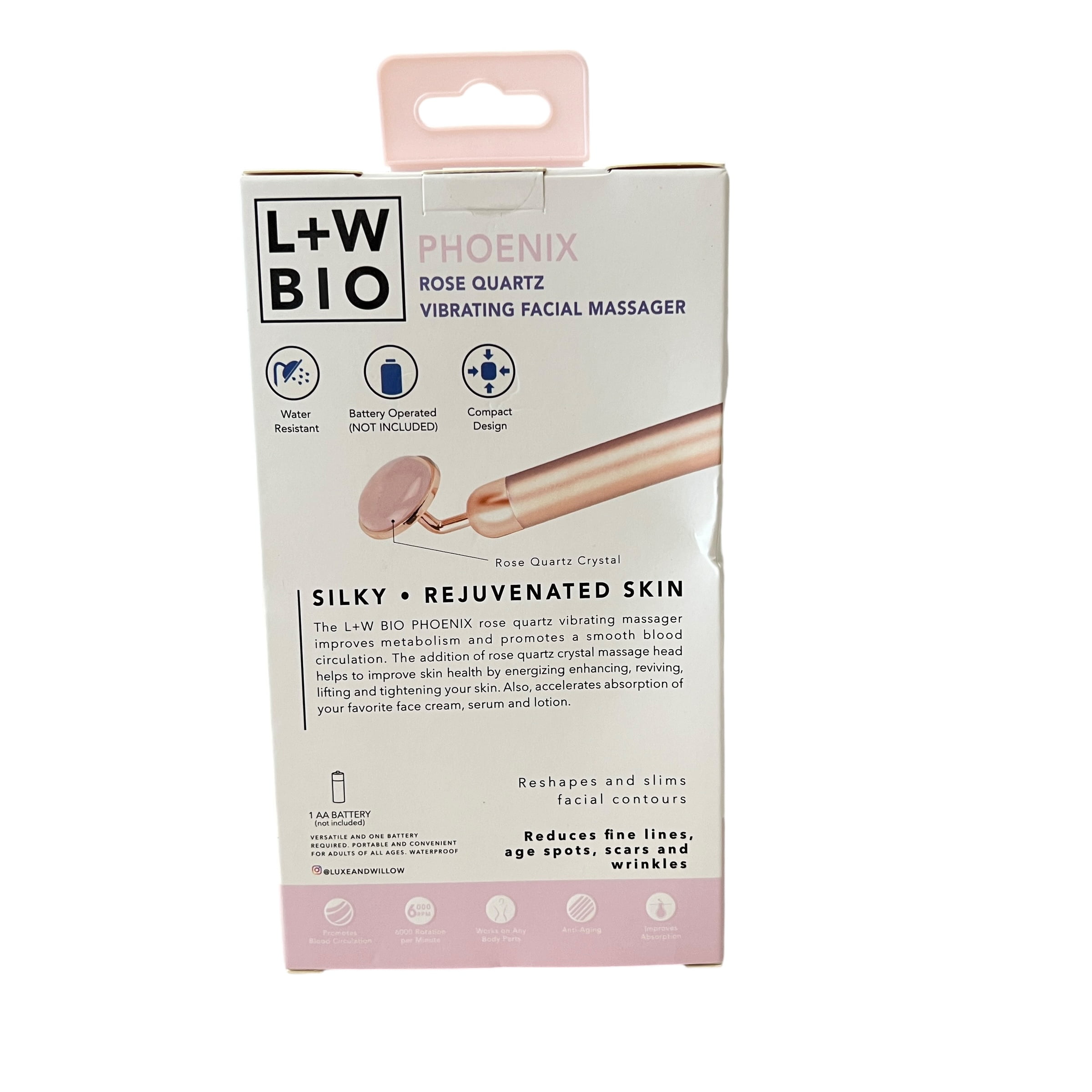 LUXE + ROSE - PHOENIX - Rose Quartz Vibrating Facial Roller