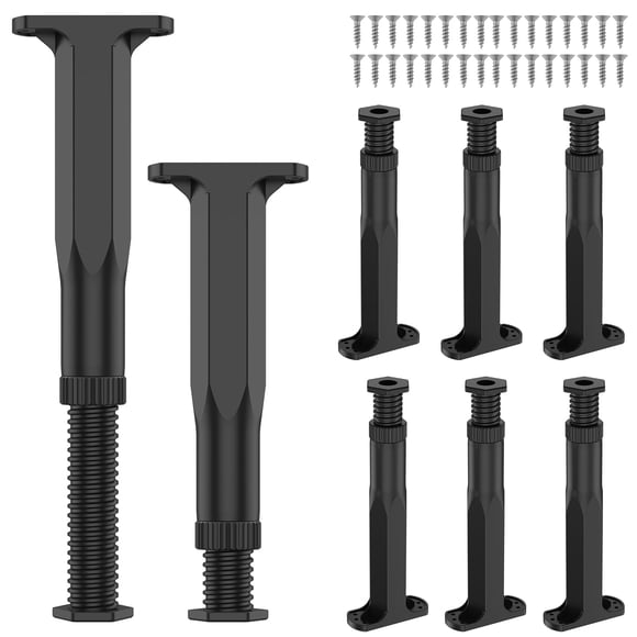 Adjustable Bed Frame Support Legs 20 To 37 cm Heavy Duty Furniture Replacement Feet Center Slat Support 6 Pcs (asshown )