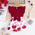 thumbnail image 2 of Gerichy Girls Summer Outfits, Girls Clothes T Shirt Tops Floral Suspender Shorts Ruffle Sleeve Outfits Headband Set Spring Summer, 2 of 9