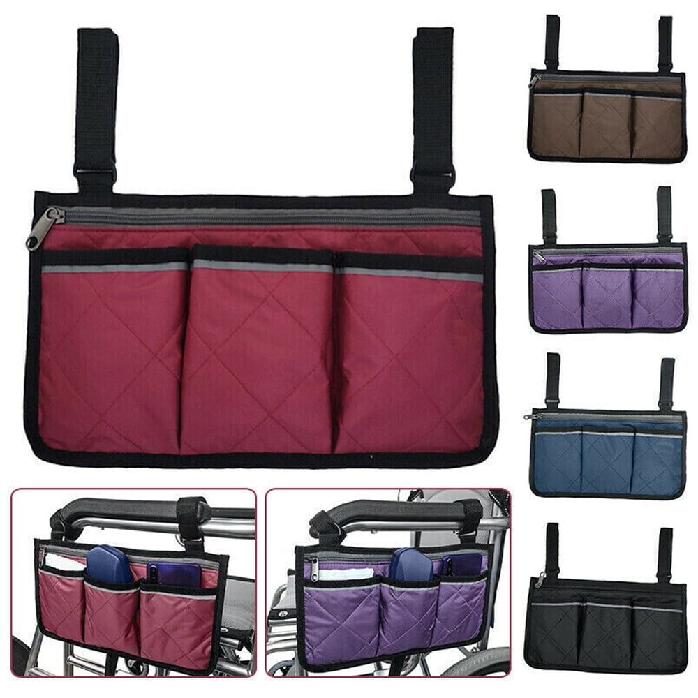 Outdoor Wheelchair Side Pouch Storage Bag Armrest Pocket Organizer