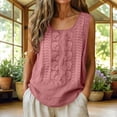 thumbnail image 2 of TEAJOPSUU Boho Cotton Blend Tank Tops for Women Solid Sleeveless Round Neck Shirts Casual Embroidered Blouses Watermelon Red, 2 of 7