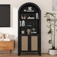 thumbnail image 6 of Hawsaiy 71" Arched Pantry Cabinet with Doors, Tall Arch Bookcase with Adjustable Shelves, Mid-Century Modern Kitchen Pantry Storage Cabinet for Living Room, Black, 6 of 10