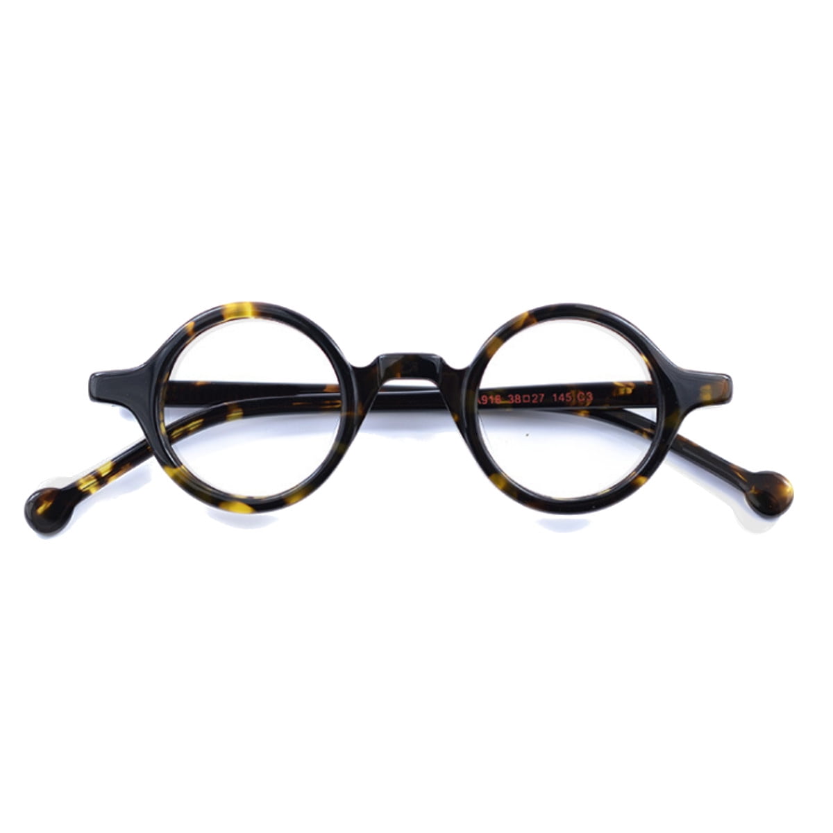 Unisex Acetate Imitation Wood Eyeglasses Frame Round Retro Clear Lens Glasses
