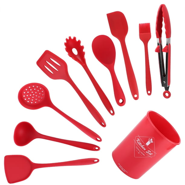 Rdeghly 10 pièces / ensemble cuillère à spatule antiadhésive en Silicone  rouge ensemble outils ustensiles de cuisine ustensiles de cuisine,  ustensiles de cuisine, ustensiles de cuisine 