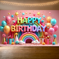 thumbnail image 5 of Colorful Theme Happy Birthday Banner Rainbow Background Party Decoration for Birthday Celebration Kids Party Indoor Decoration, 5 of 7