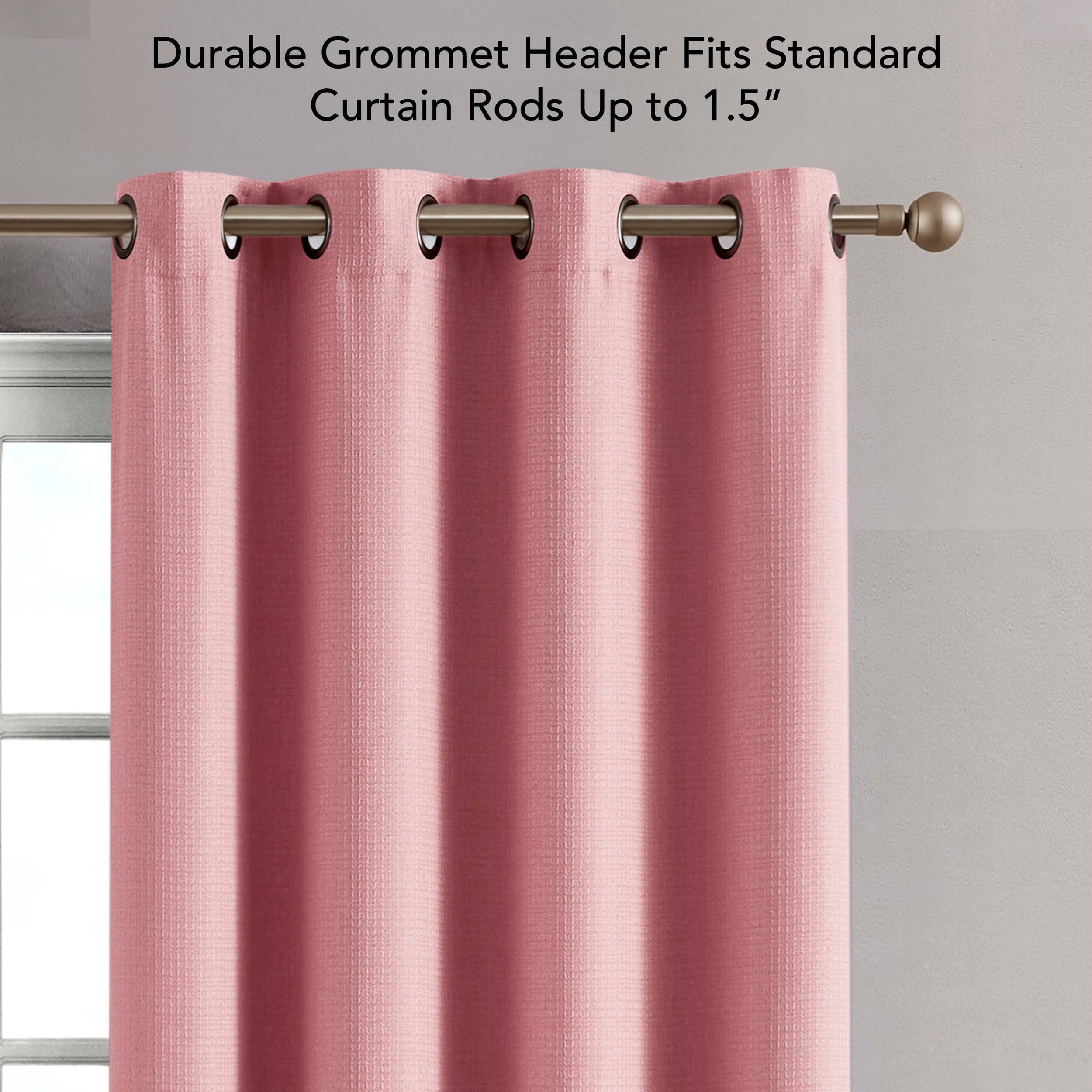 Chyna Blackout Window Curtain Panels with Tiebacks, Grommet, Coral, 50" x 84"