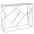thumbnail image 1 of Console contemporaine en acier inoxydable et verre – argent, 1 of 4