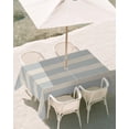thumbnail image 2 of 60x84 Inch Outdoor Tablecloth with Umbrella Hole Zipper Rectangle Light Blue Striped Rectangular Tablecloths Outside Waterproof Vintage Abstract Horizontal Stripes Patio Table Cloth Cover for Picnic, 2 of 8