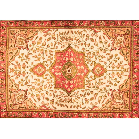 Ahgly Company Indoor Rectangle Medallion Orange Traditional Area Rugs, 5' x 8'