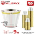 thumbnail image 2 of Stock Your Home 9oz Hard Plastic Party Cups 100 Pack - Gold Rim, 2 of 7