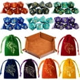 thumbnail image 1 of 6 juegos de dados poliédricos Dnd de mazmorras y dragones, dados rodantes para juegos de mesa Rpg Mtg, dados a granel con seis bolsas con cordón y bandeja de dados D&D de cuero de PU (individual con b, 1 of 5