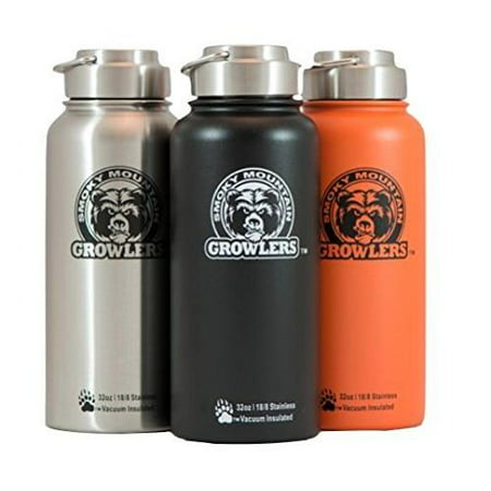 32 oz Insulated Stainless Steel Water Bottle and Beer Growler w Steel ...