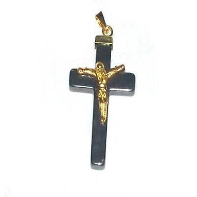 New Frescos 2pk Golden Crucifix On A Hematite Cross Pendant Com - Black Hematite Cross Pendant New Frescos 2pk Golden Crucifix On A Hematite Cross Pendant Com - Black Hematite Cross Pendant