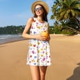 thumbnail image 3 of KLL Cartoon Birds & Flowers Pattern Womens Summer Dresses 2025,Loose Round Neck Sleeveless Sundresses Tank Dresses with Pockets, 3 of 7