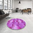 thumbnail image 4 of Ahgly Company Machine Washable Indoor Square Transitional Fuchsia or Magenta Purple Area Rugs, 4' Square, 4 of 7