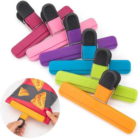 Chip Clips, 6 Pack Food Clips, Upgrade Wide Open Bag Clips,Large Chip Bag Clips for Food Storage (6 x 3.5 Inch)