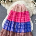 thumbnail image 4 of Fsqjgq Tulle Skirts for Women Layered Ruffled Gradient Fairy Cake Skirt Pleated High Waisted Maxi Skirt Tutu Skirts Puffy Petticoat, 4 of 5