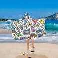 thumbnail image 2 of Yayeee Kids Hooded Towels Toddler Soft Absorbent Beach Bathing Wrap 50" x 23.5", White Doodle Pattern, 2 of 5