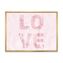 Designart 'Pink Pastel Love Abstract ' Shabby Chic Framed Canvas Wall Art Print