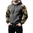 thumbnail image 4 of Men’s Pullover Hoodie with Raglan Camouflage Sleeves and Adjustable Drawstring Hood for Everyday Wear Dark Gray 2XL, 4 of 5