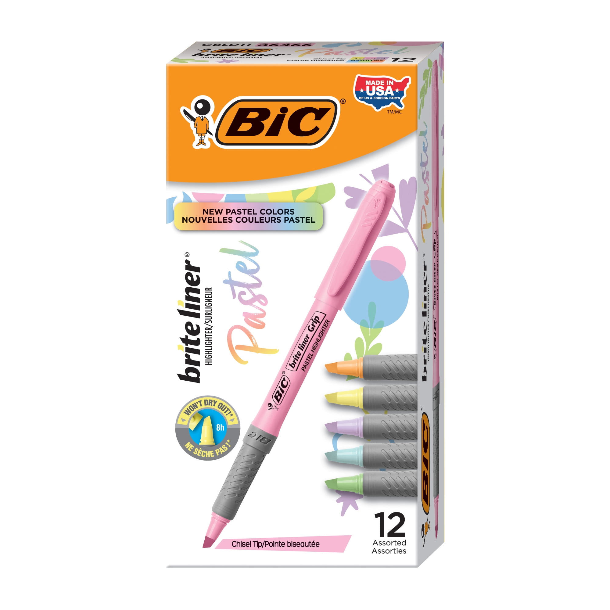 bic highlighter grip pastel