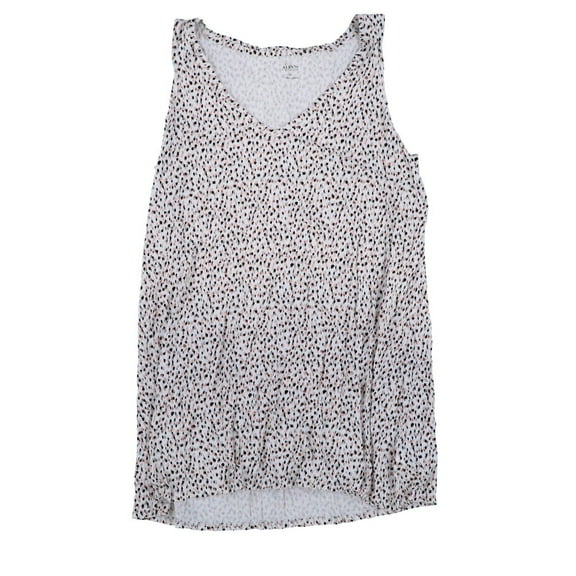 Alfani Womens Shirt V-Neck Tank Sleeveless Top Multi Dots White Xl New