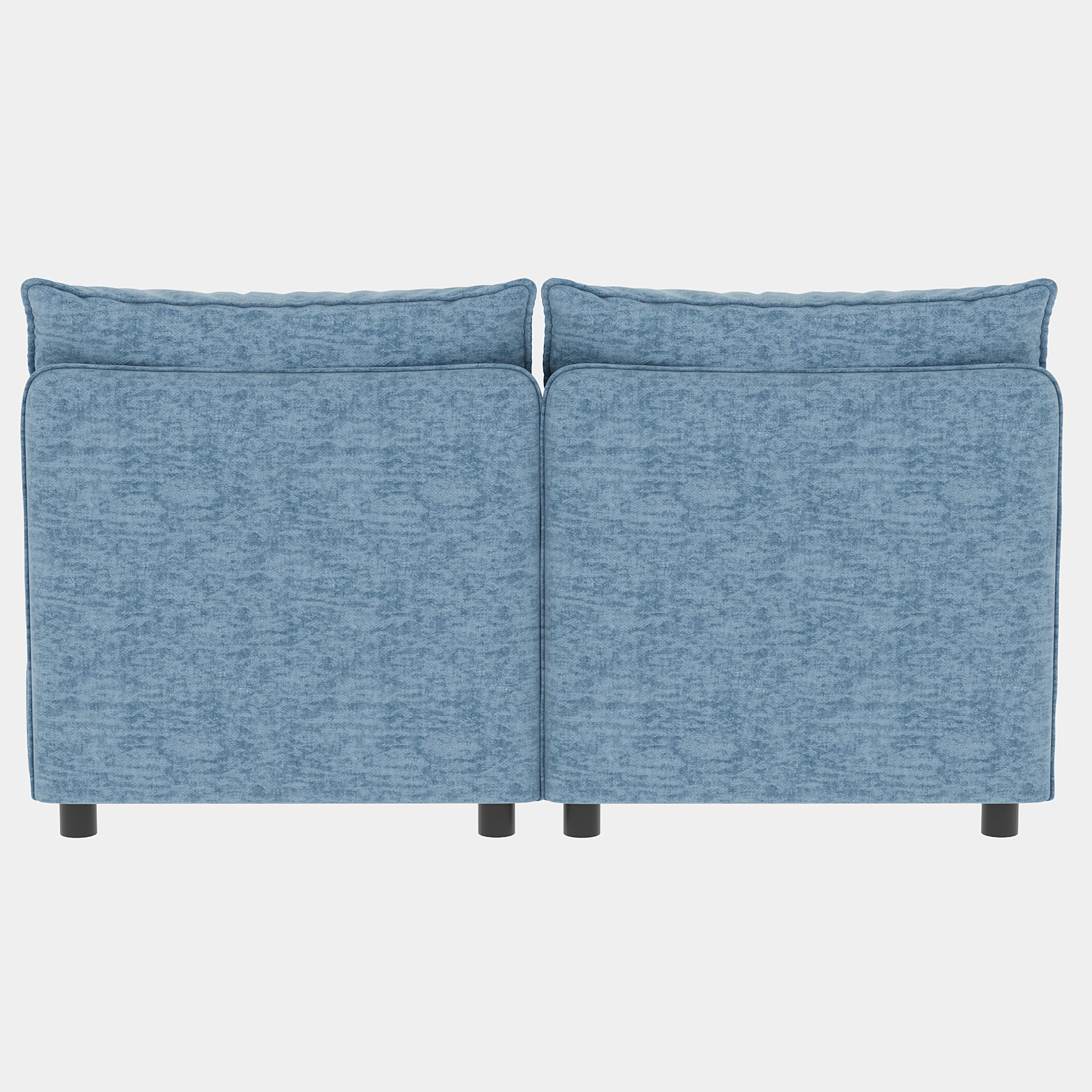 Modern Loveseat Sofa with Deep Seat & Storage Ottoman,Chenille Chaise Longue Sofa Bed for Small Spaces,Living Room,Bedroom,Antique Blue