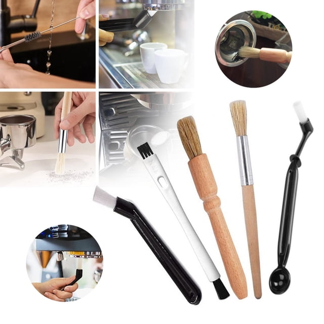 Oleegame 1PC Cleaning Brush Coffee Brush Set Brush Kit Include Wooden Coffee Grinder Machine Cleaning Brush And Nylon Brush For Coffee Machine Group Head Yellow
