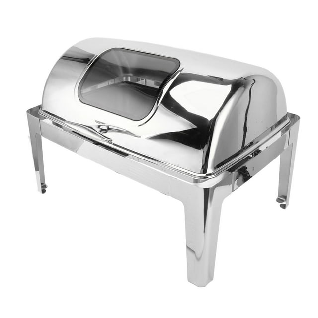 Buffet Réchaud 9 L Plat à Réchaud avec Couvercle en Verre, Réchaud Alimentaire en Acier Inoxydable Structure Pratique Entretien Facile pour Traiteur