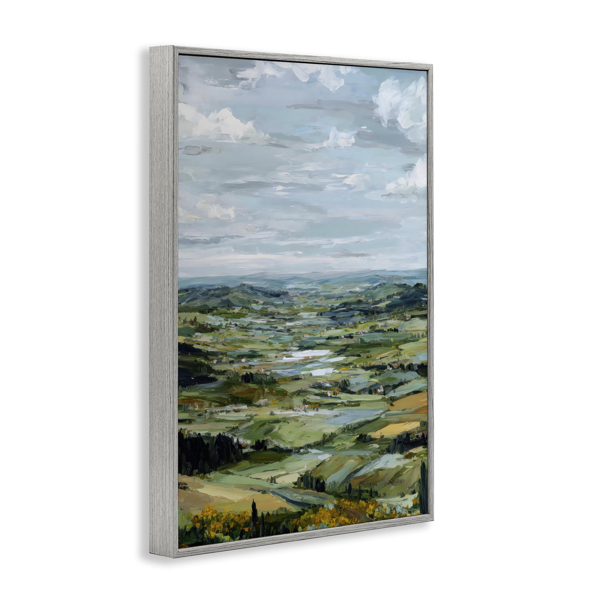 Stupell Industries Valley Living with Verdant Hills Gray Framed Giclee Art, design by Petal Prints Design