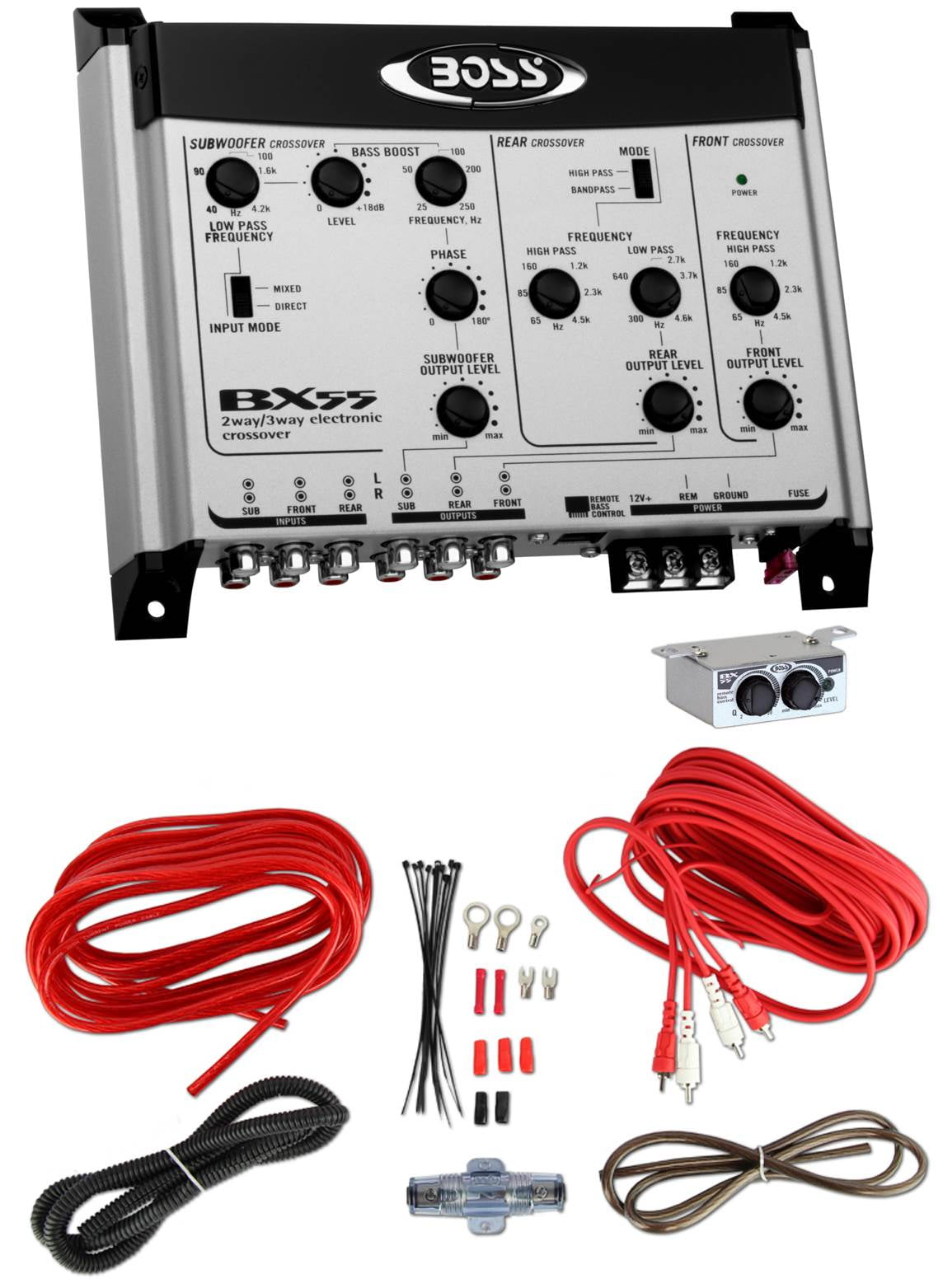 BOSS BX55 2/3 Way Car Audio Electronic Crossover Bass w/Remote Control