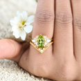 thumbnail image 2 of JEWELRYTREASURE 12x6 mm / 1.5 Ct Peridot Wedding Ring Set Opal Diamond Cluster Bridesmaid Jewelry for Women August Birthstone Art Deco Gift for Her, 2 of 7