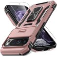 thumbnail image 1 of KOMI Case for Google Pixel 9/9 Pro with Slide Camera Cover+Screen Protector(1 Pack), Rotated Ring Kickstand Military Grade Shockproof Protective Cover-Rose Gold, 1 of 5