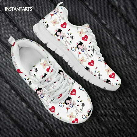 

Men Surgeon Flats Shoes Male Casual Air Mesh Shoes 3D Nurse Doctor Bear Print Lace Up Breathable Student Sneakers