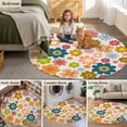 thumbnail image 5 of Vintage Boho Floral Round Area Rug 3.3Ft Washable Circle Rugs for Dining Room Table, Yellow Pink Floral Bohemia Beige Non-Slip Carpet Floor Mats Indoor Outdoor Carpet Runner Aesthetic Home Decor, 5 of 8